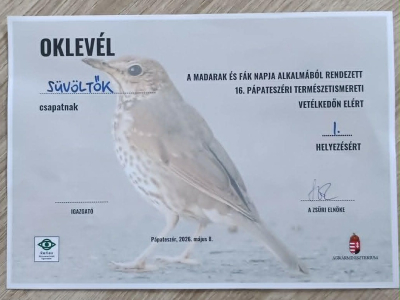 Természetismereti verseny 1. hely